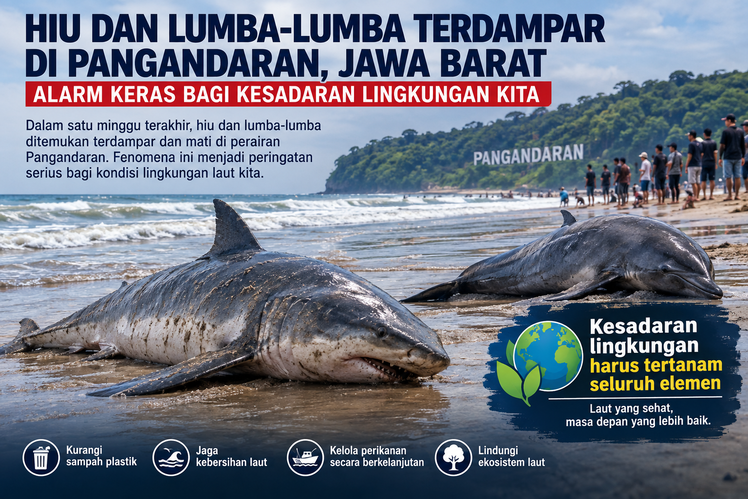 Hiu dan Lumba-Lumba Terdampar di Pangandaran: Alarm Keras Bagi Kesadaran Lingkungan Kita
